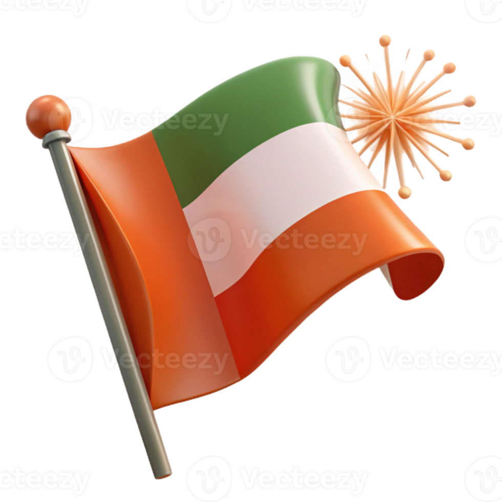 Waving Flag with Fireworks Background png