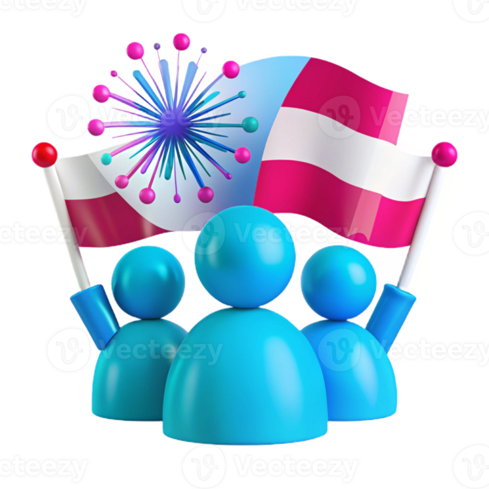 Celebration with Fireworks and Flags png