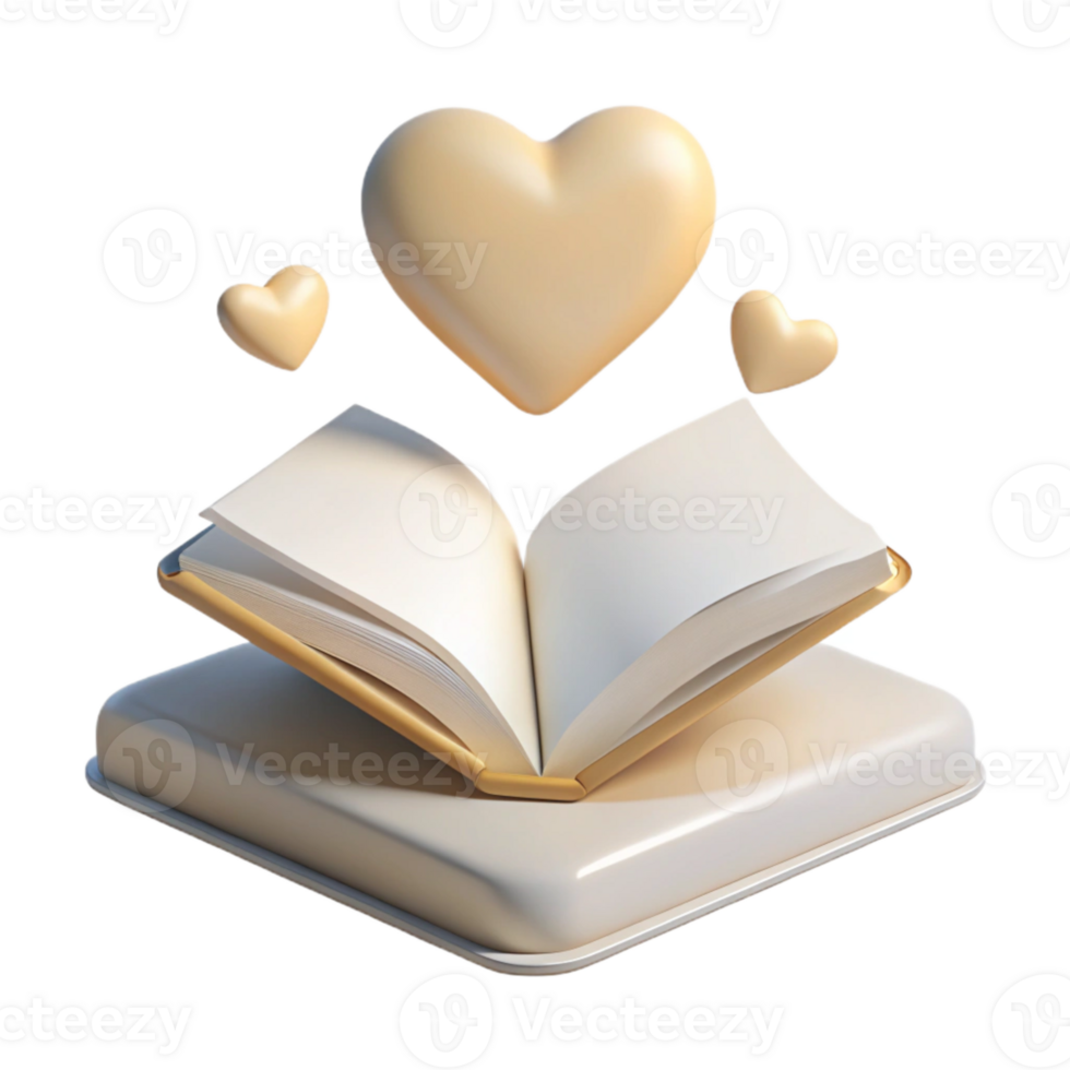 Love of Reading Open Book with Hearts png