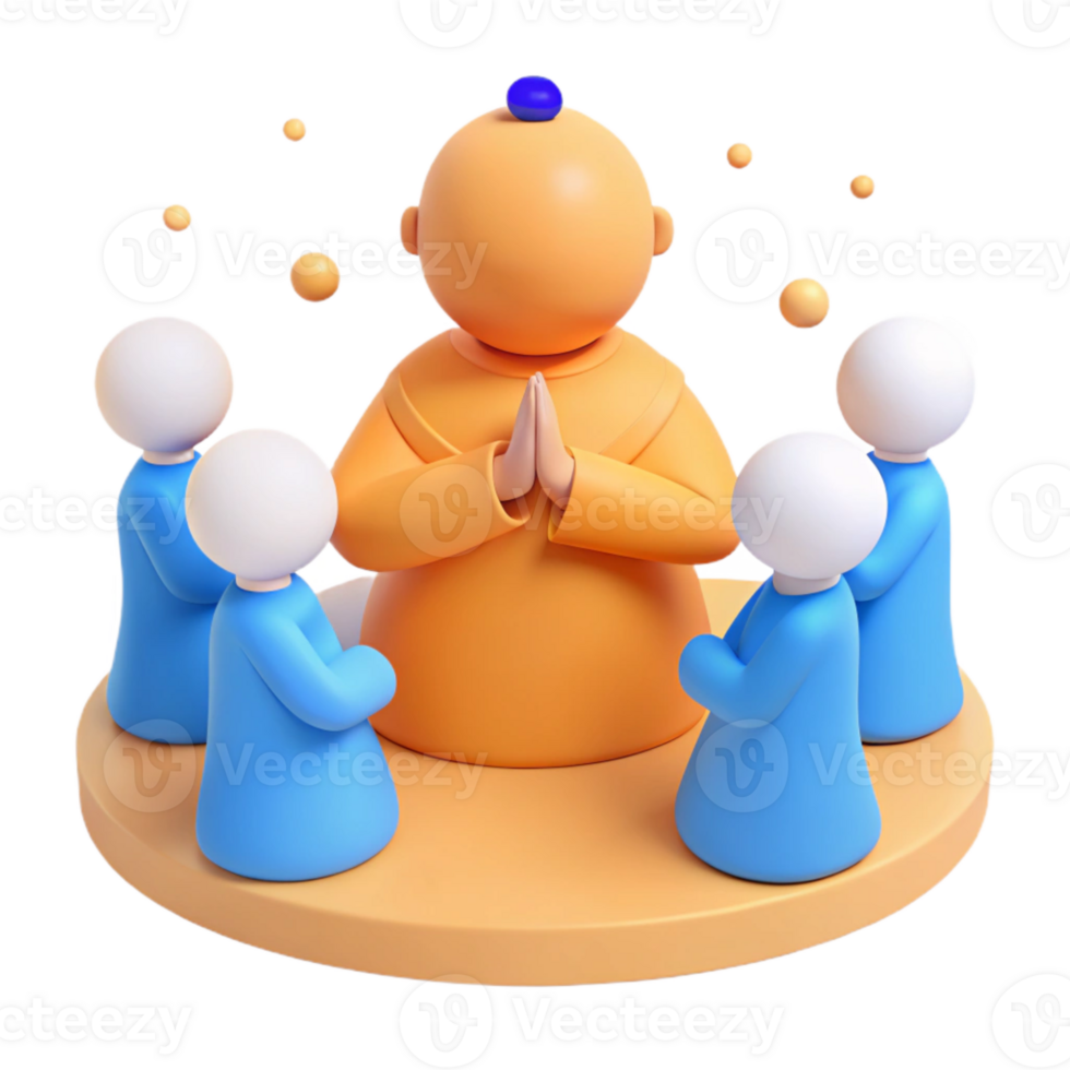 3D Illustration of a Group of People Praying png