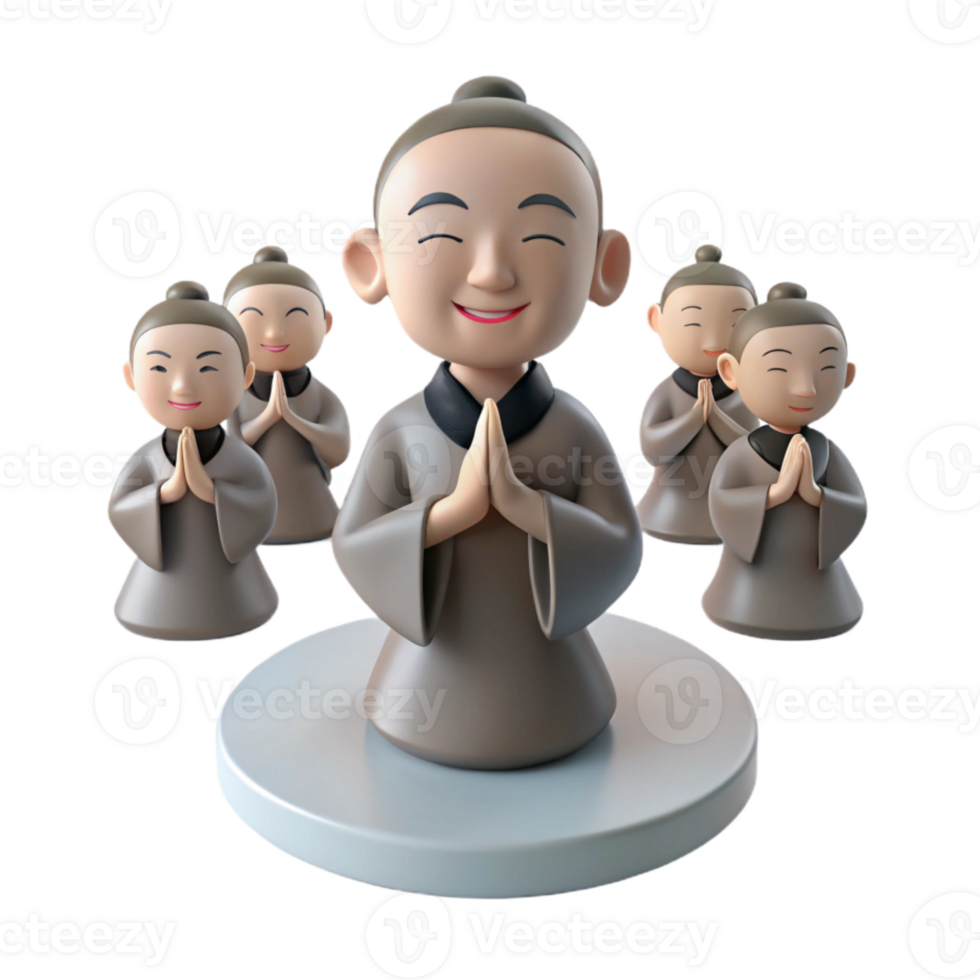 Smiling Monks in Prayer Pose png