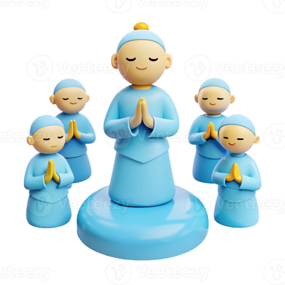 3D Rendered Illustration of Praying Figures png