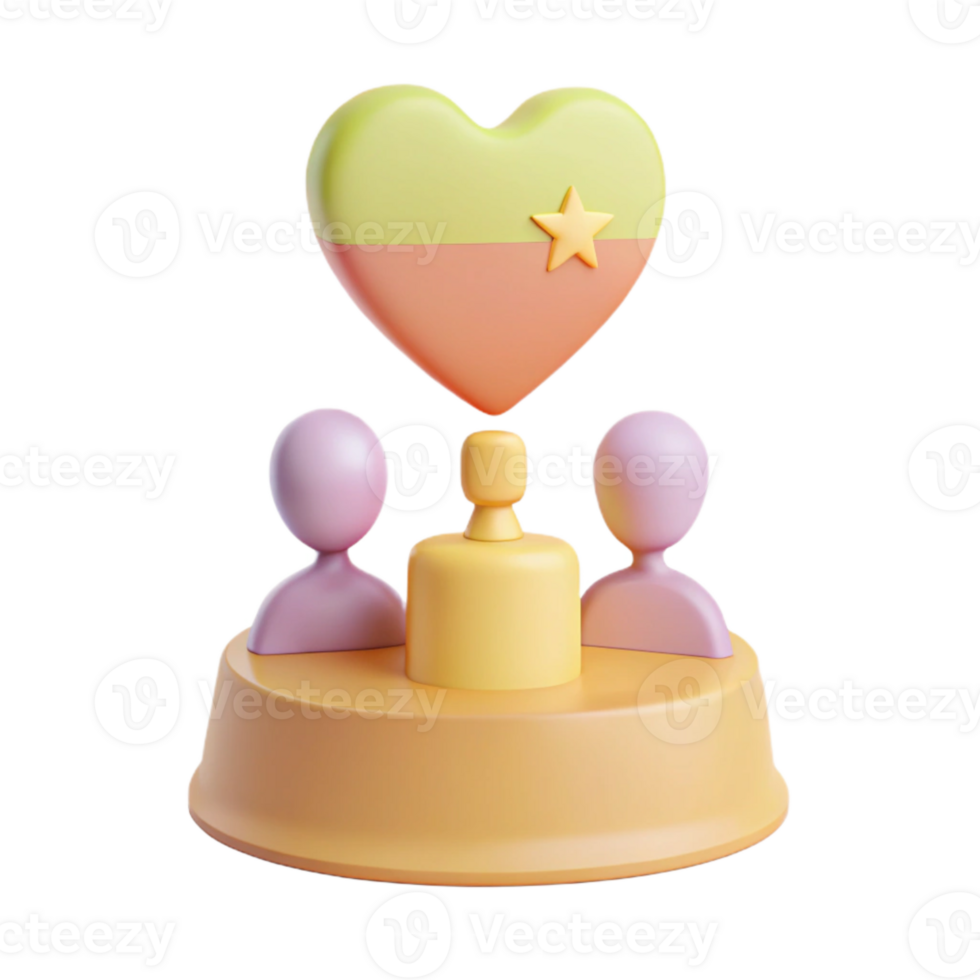 3D Illustration of a Heart Above Three People png