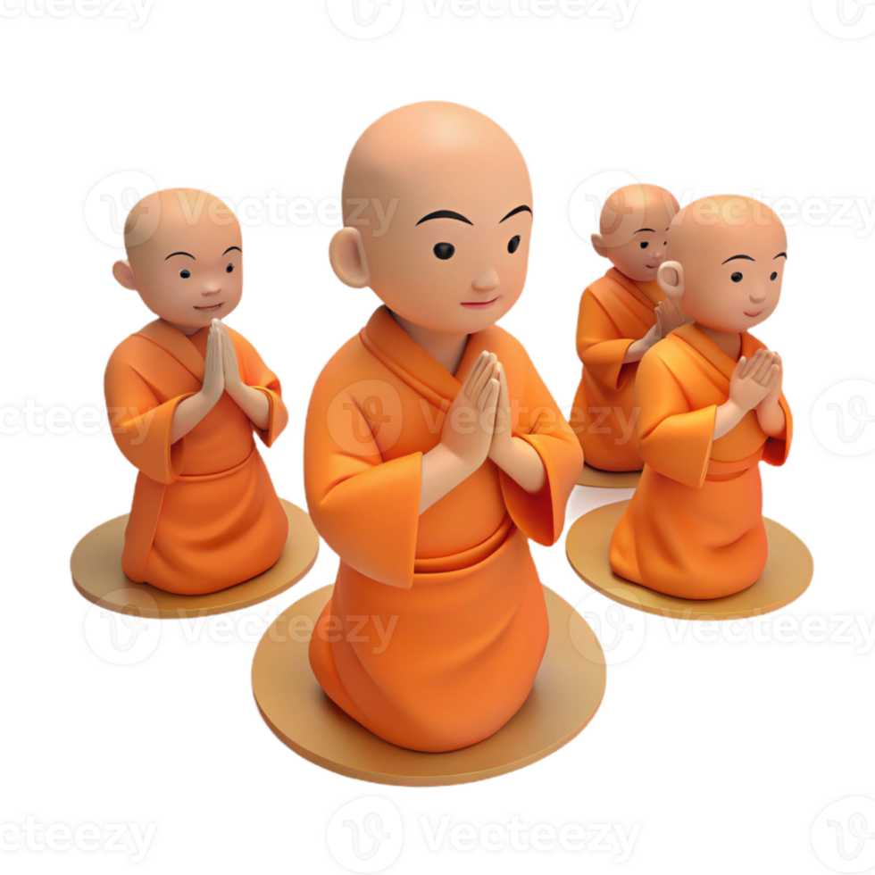Four Monks in Prayer Pose png