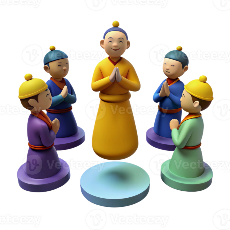 3D Rendering of Figures in Prayer png