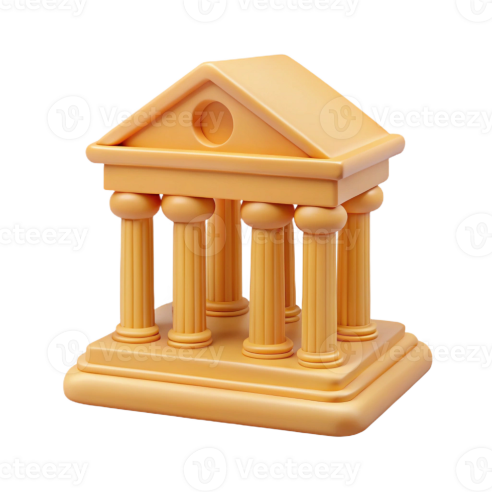 3d render do uma clássico têmpora com colunas png