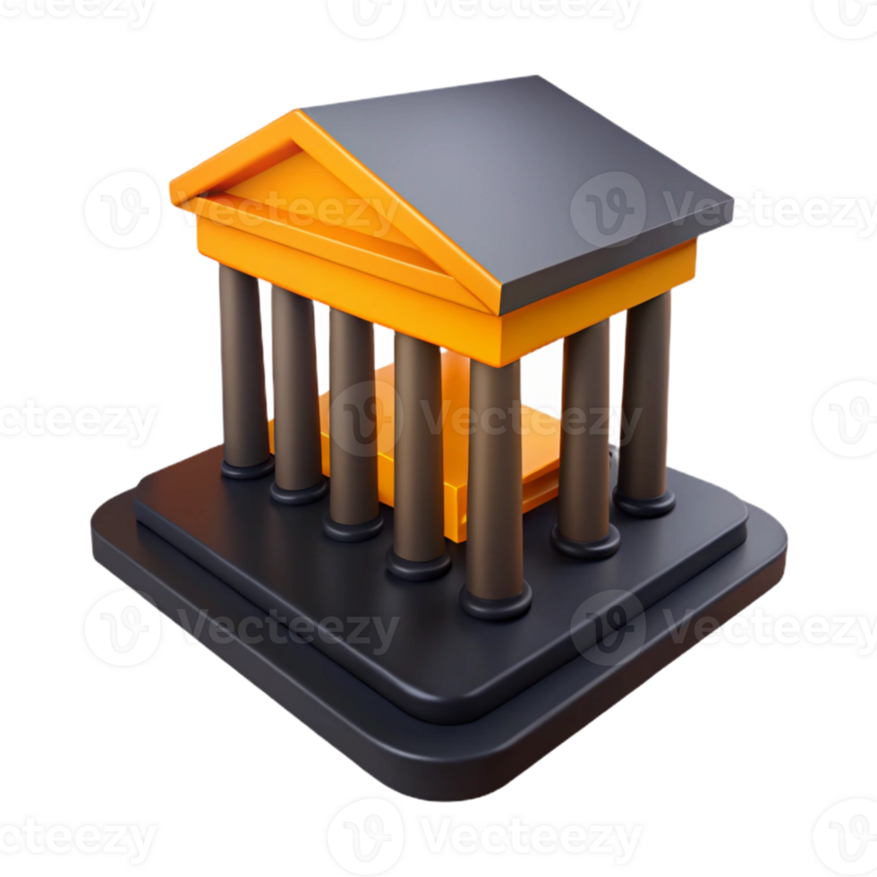 3D Model of a Classic Building with Columns png