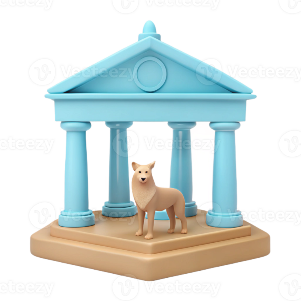 Dog Standing in Front of a Building with Pillars png