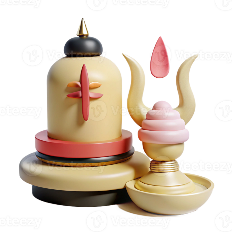 3D Render of a Shiva Linga and Trishul png