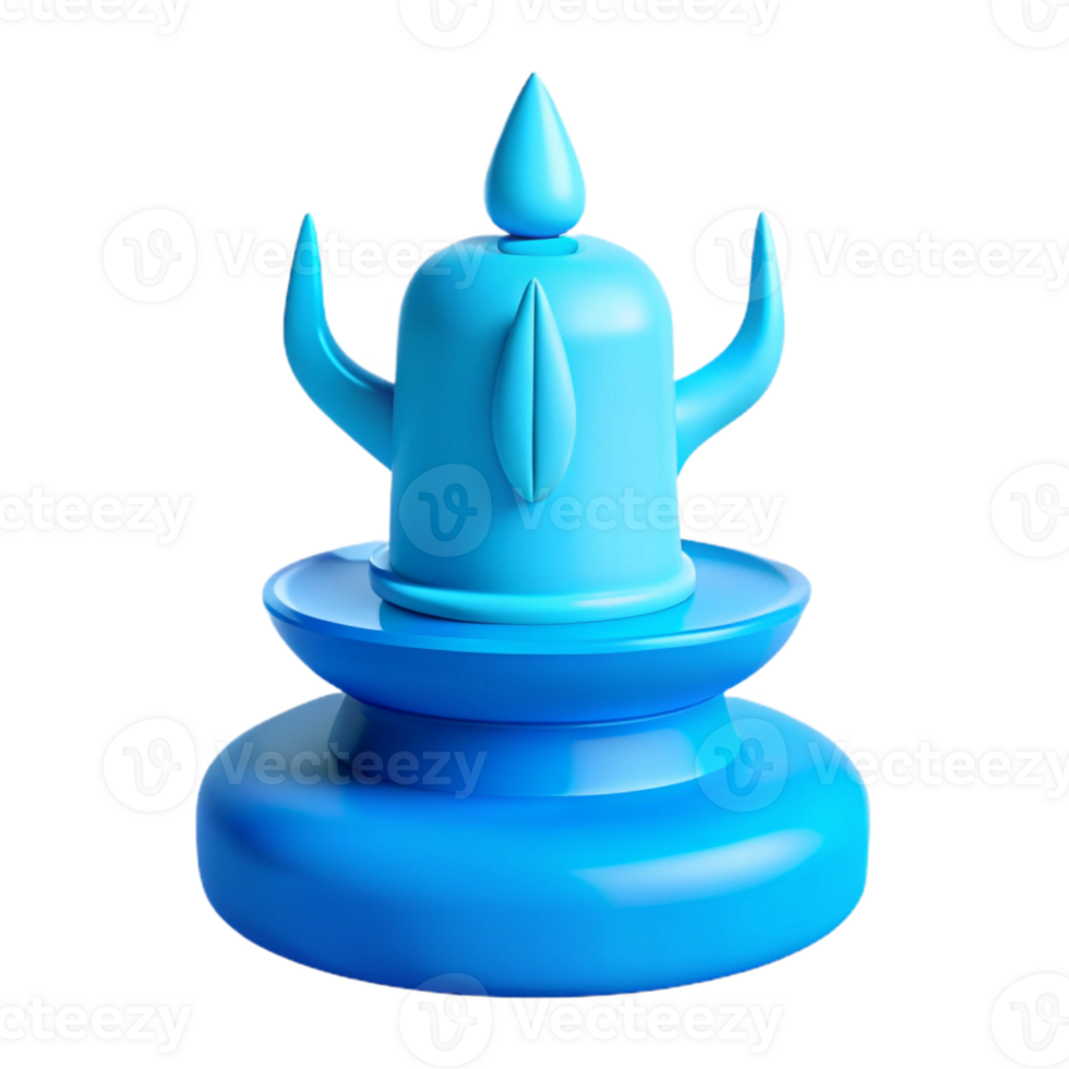 3D Rendered Blue Religious Icon with Drop and Leaf png