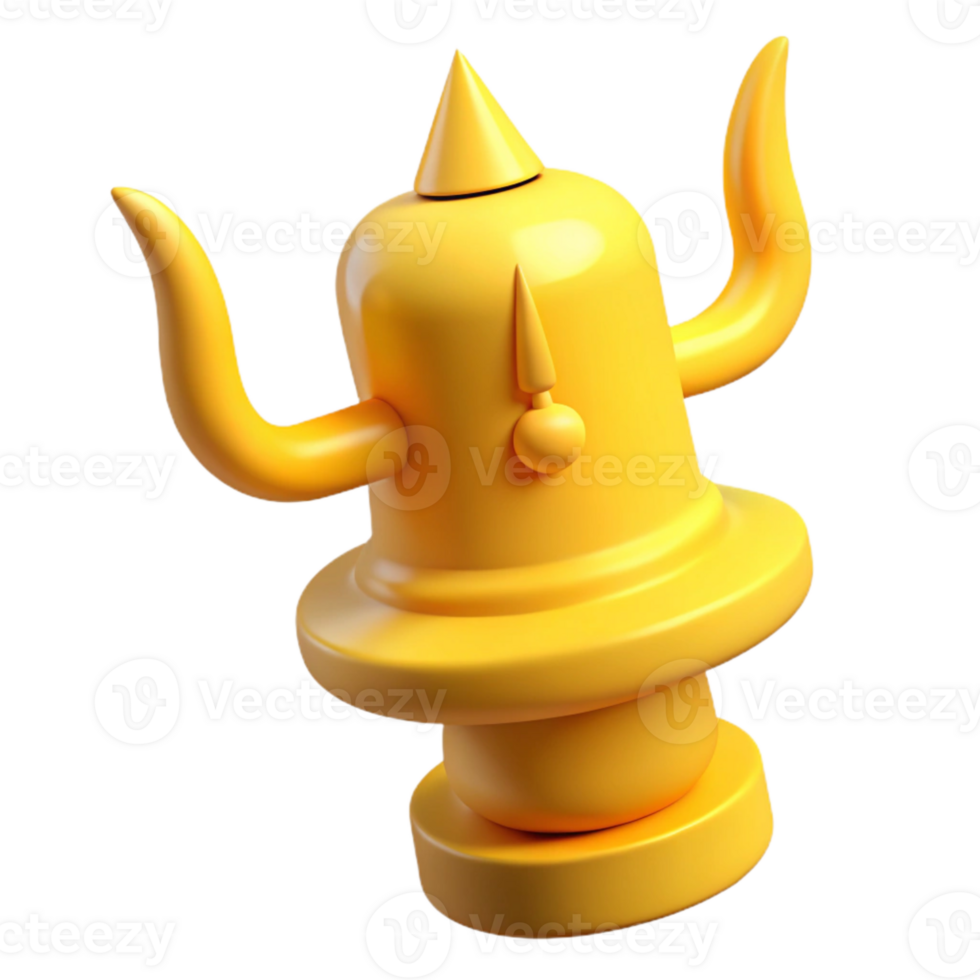 3D Render of a Yellow Abstract Figurine with a Spiked Top and Two Arms png