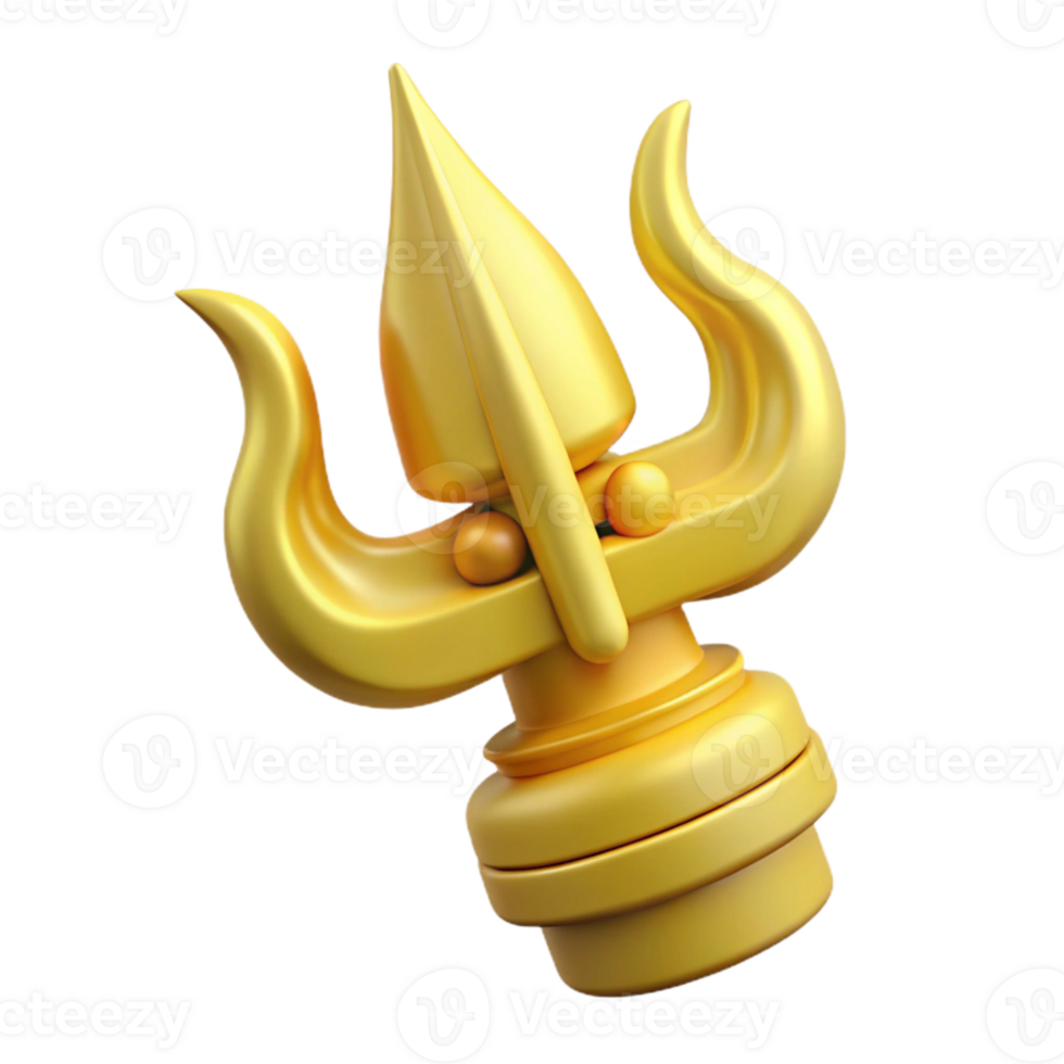 3D Rendered Golden Trishul - Hindu Symbol png