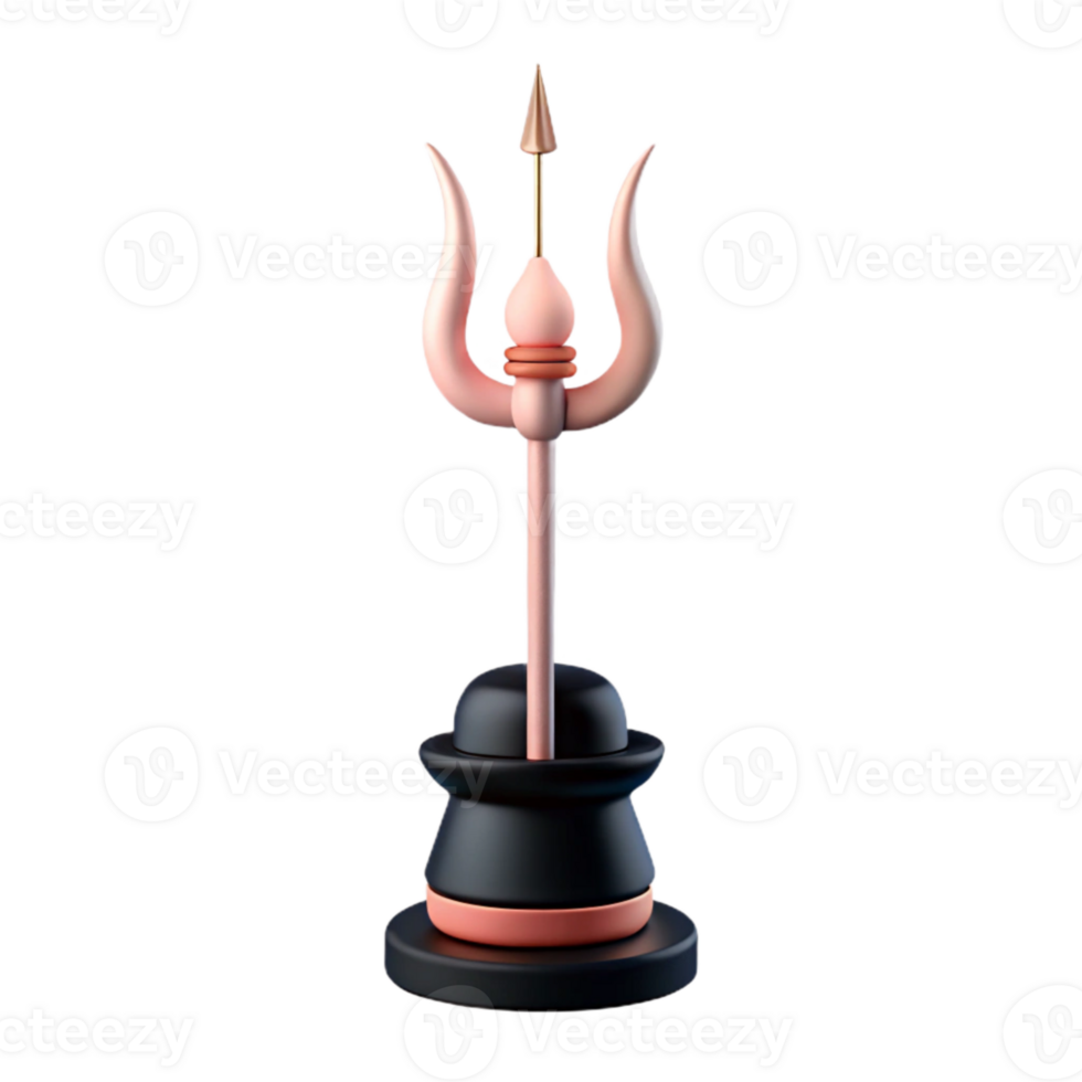 3D Render of a Pink Trishul on a Black Stand png