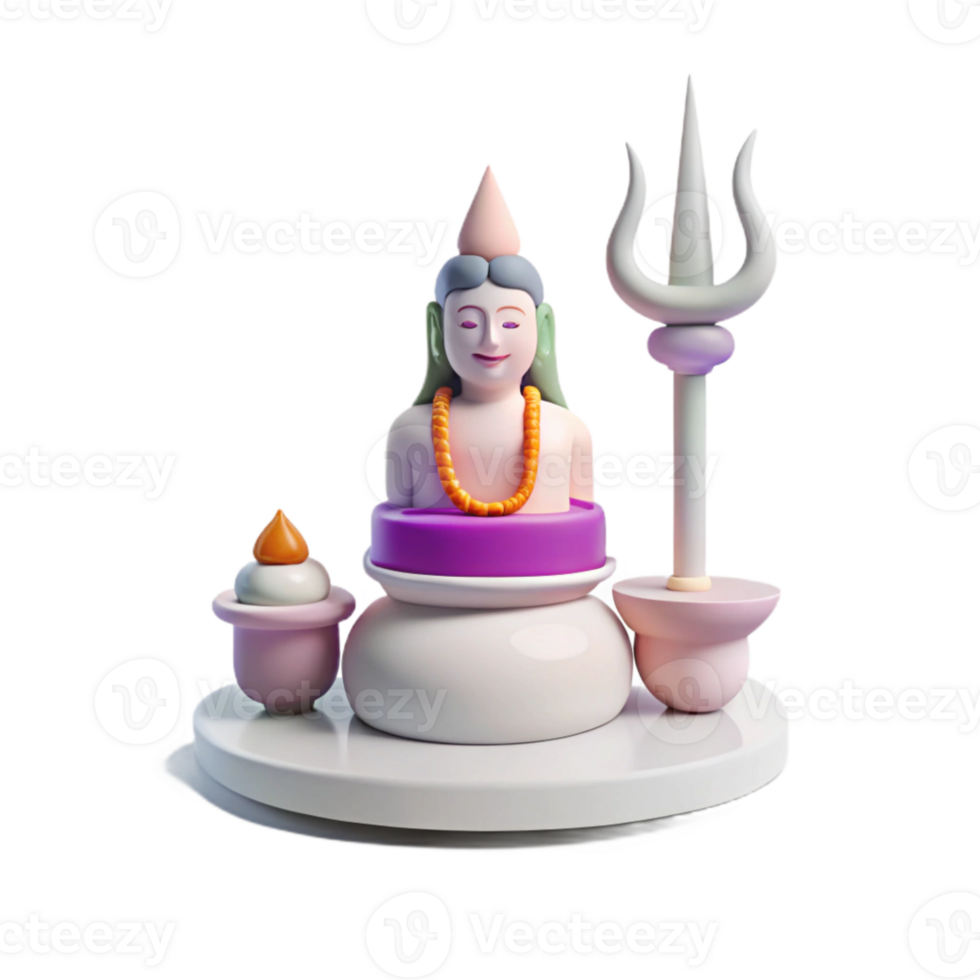 3D Render of Hindu Deity with Trident png