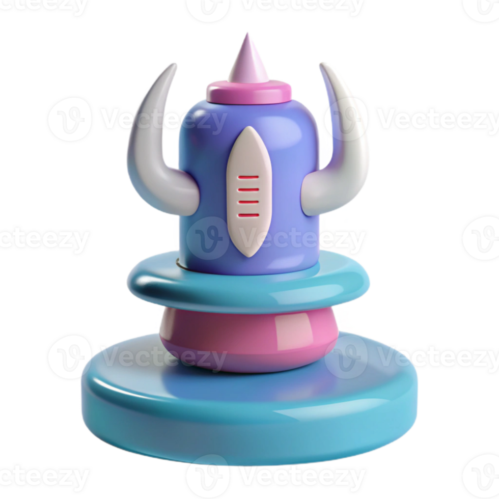 3D Render of a Cartoonish Character with Horns png