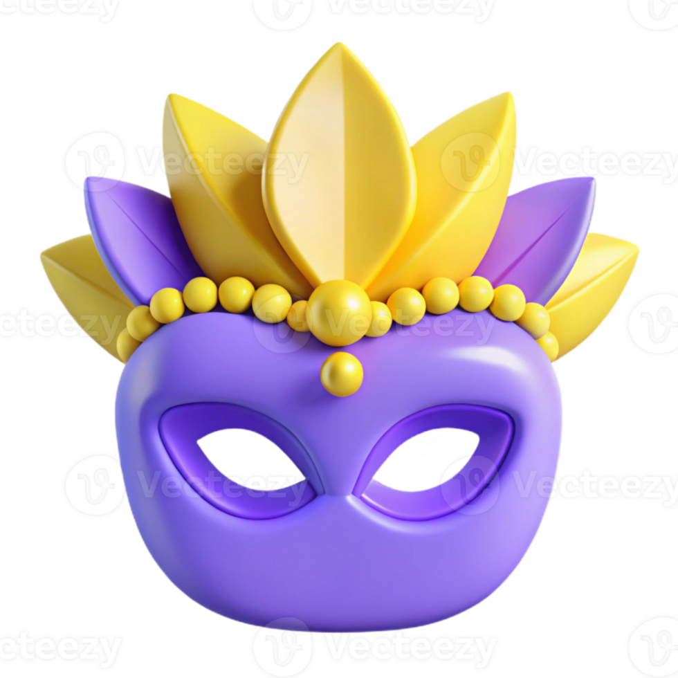 Purple and Yellow 3D Mask with Crown png
