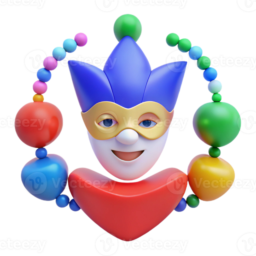 Smiling Jester with Colorful Beads png