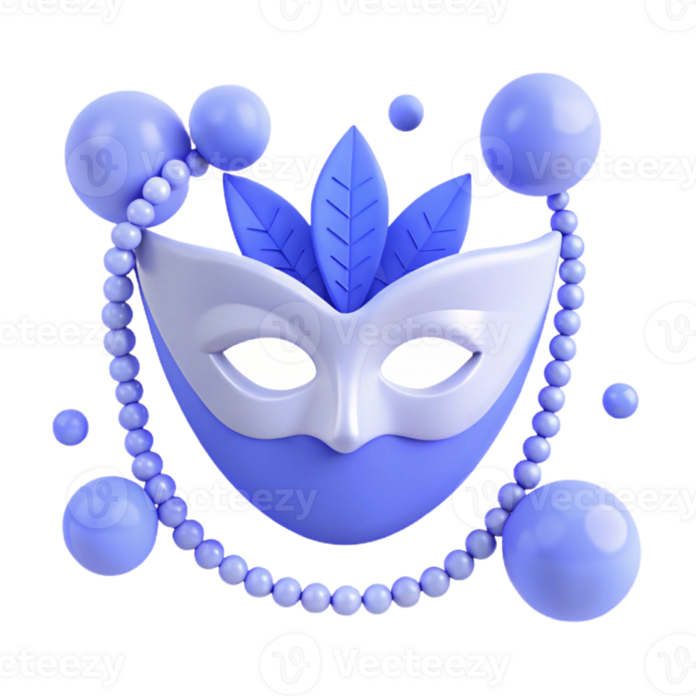 Blue Mask with Feathers and Beads png