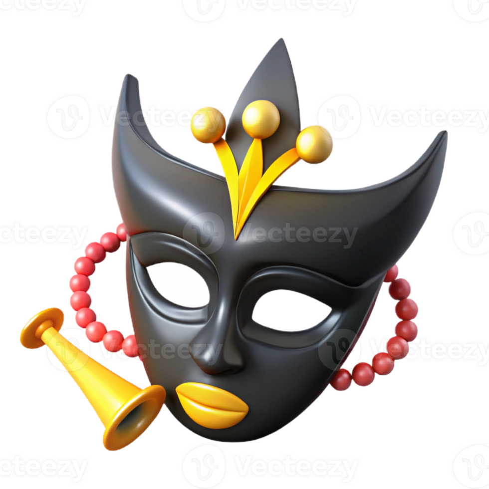 Black and Gold Carnival Mask with Horn png