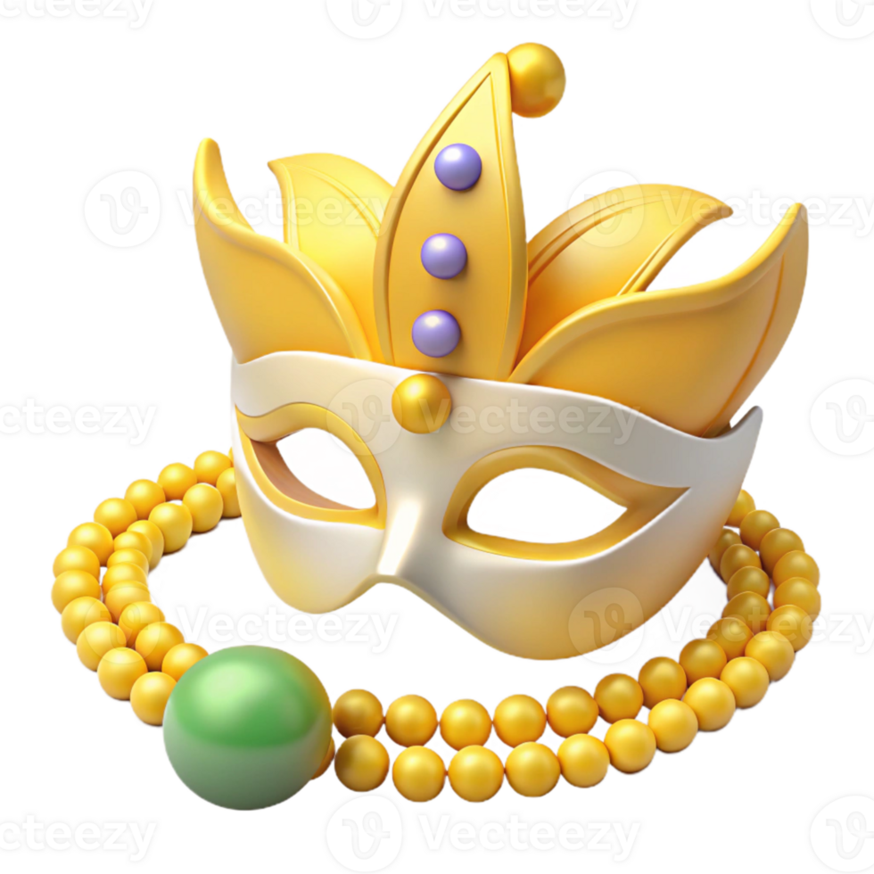 Golden Mask and Pearl Necklace A Festive Celebration png