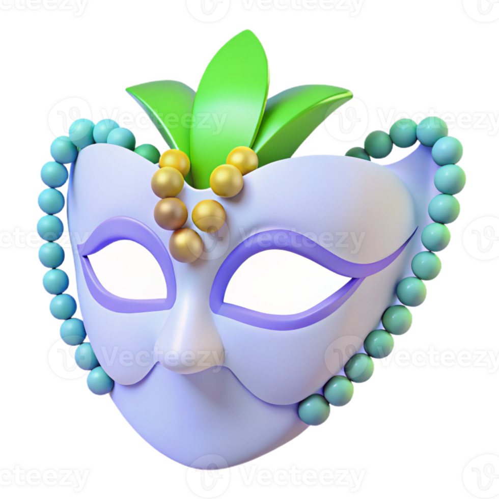 Colorful 3D Festive Mask with Beads and Decorations png