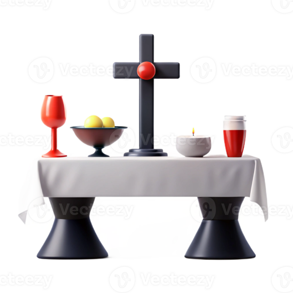 3D Rendered Religious Tabletop Setting png