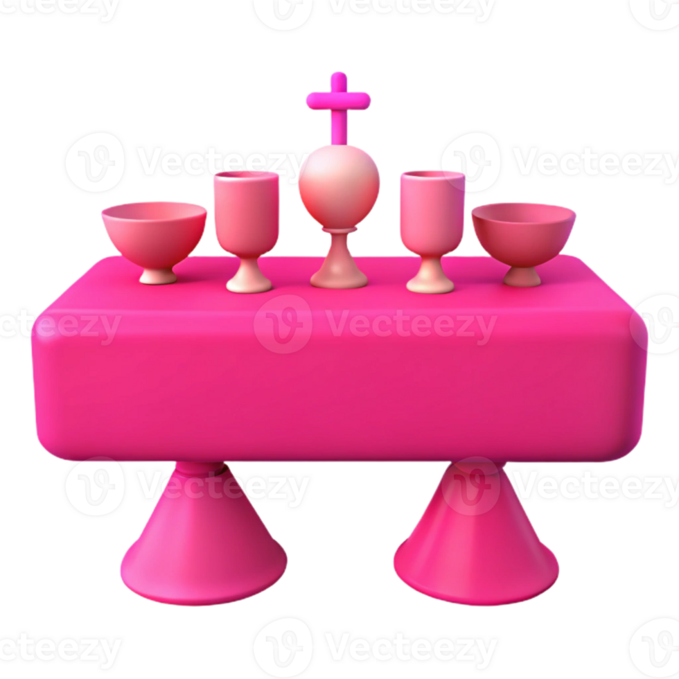 Pink Altar with Chalices and Cross png