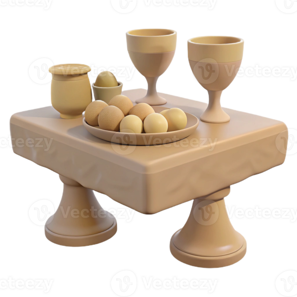 Table Setting with Goblets, Eggs, and a Covered Jar png