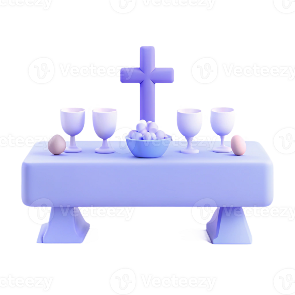 Purple Table Setting with a Cross and Eggs png