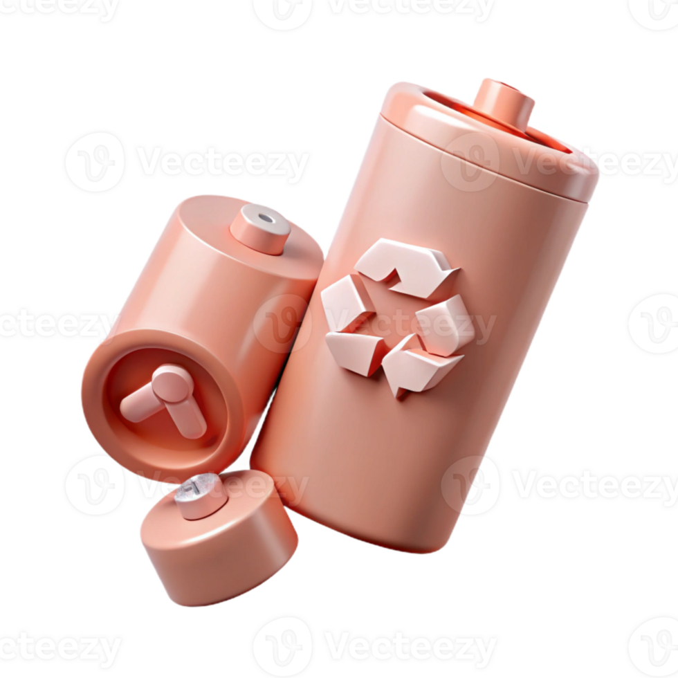 Recycle Battery Illustration with 3D Design png