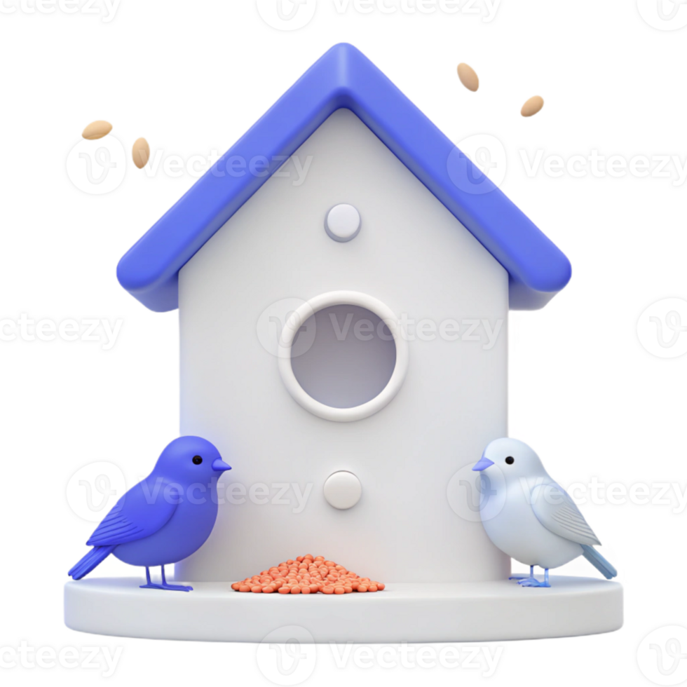 3D Cartoon Birdhouse with Two Birds png