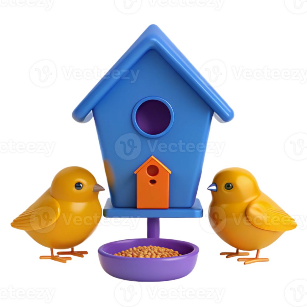3D Rendered Illustration of Birdhouse with Two Birds png