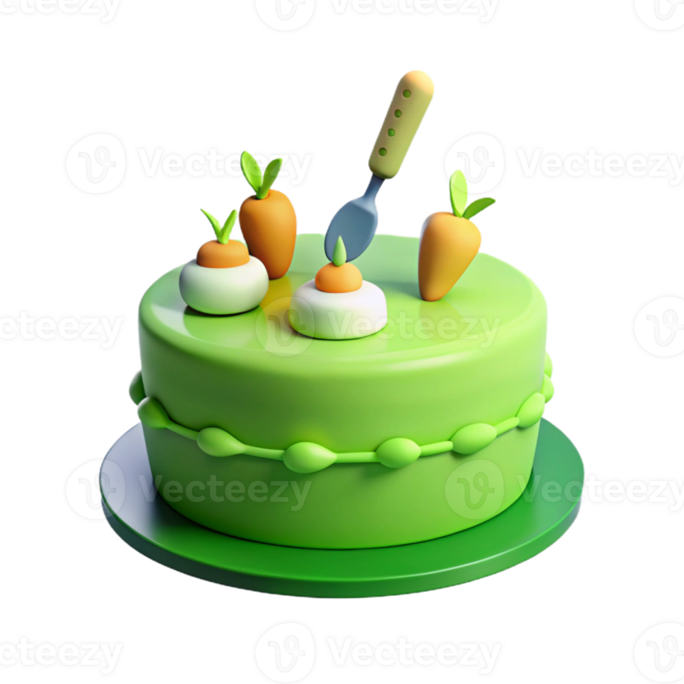 Green Carrot Cake with Trowel png