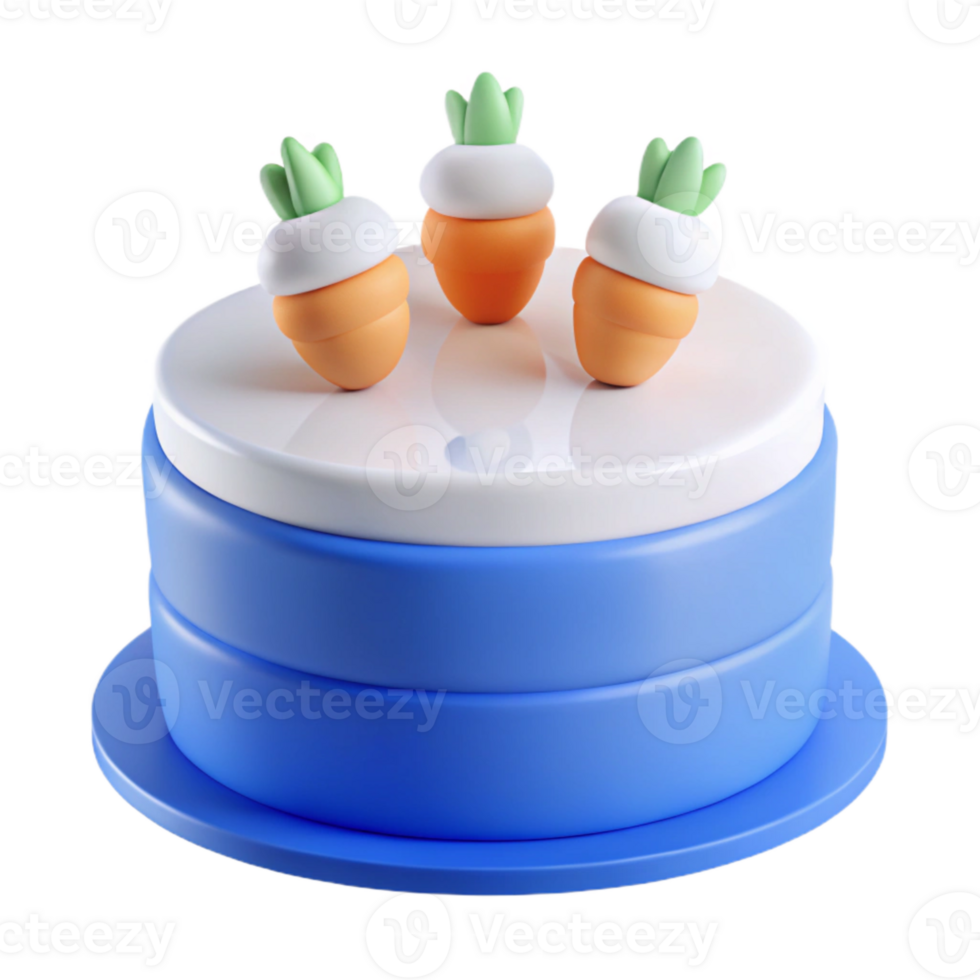 3D Rendered Carrot Cake with Blue Base png