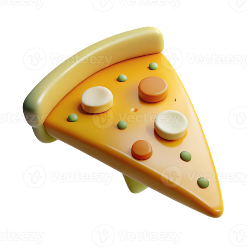 3D Render of a Pizza Slice with Cheese and Toppings png