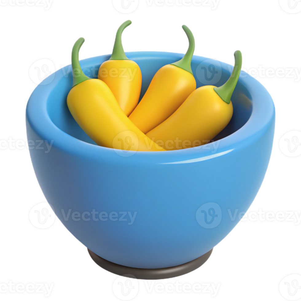 Yellow Peppers in a Blue Bowl png