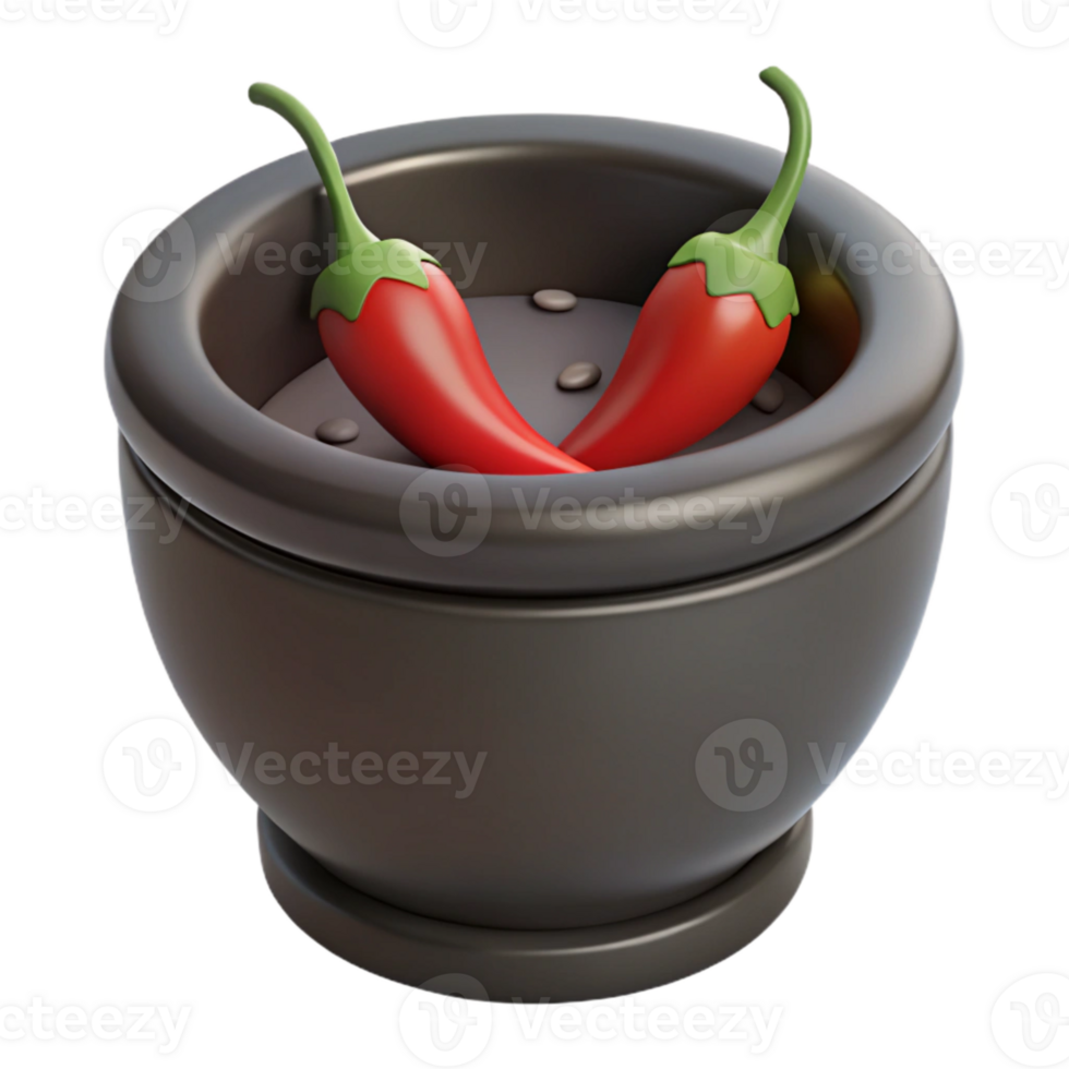Two Red Chili Peppers in Mortar png