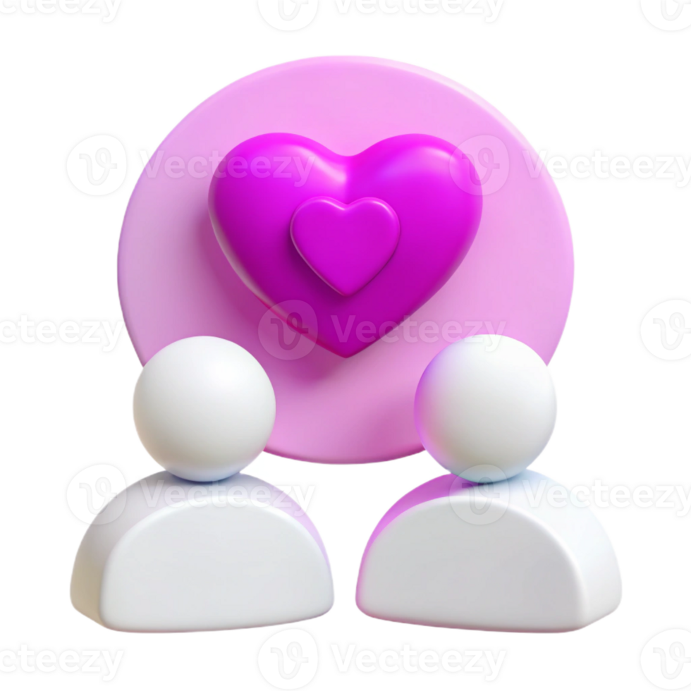 3D Illustration of Two People with a Large Pink Heart png