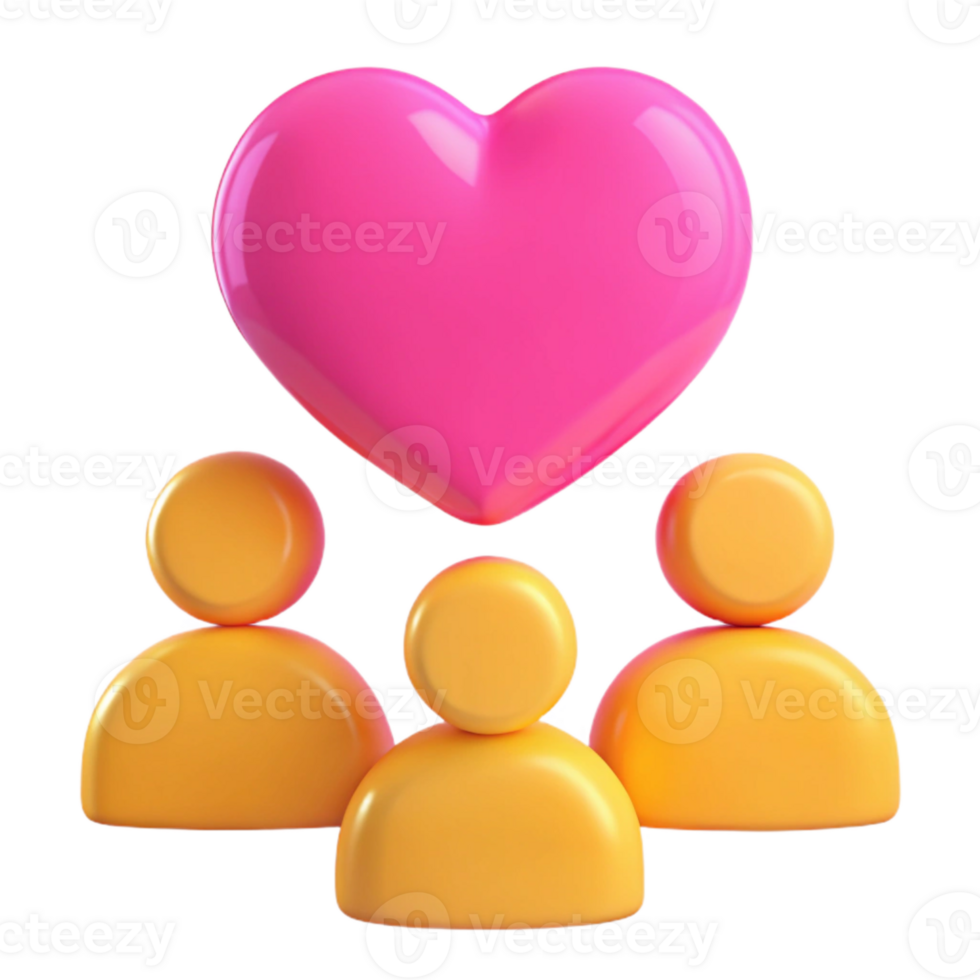 Heart Above Three People Symbol of Unity and Togetherness png