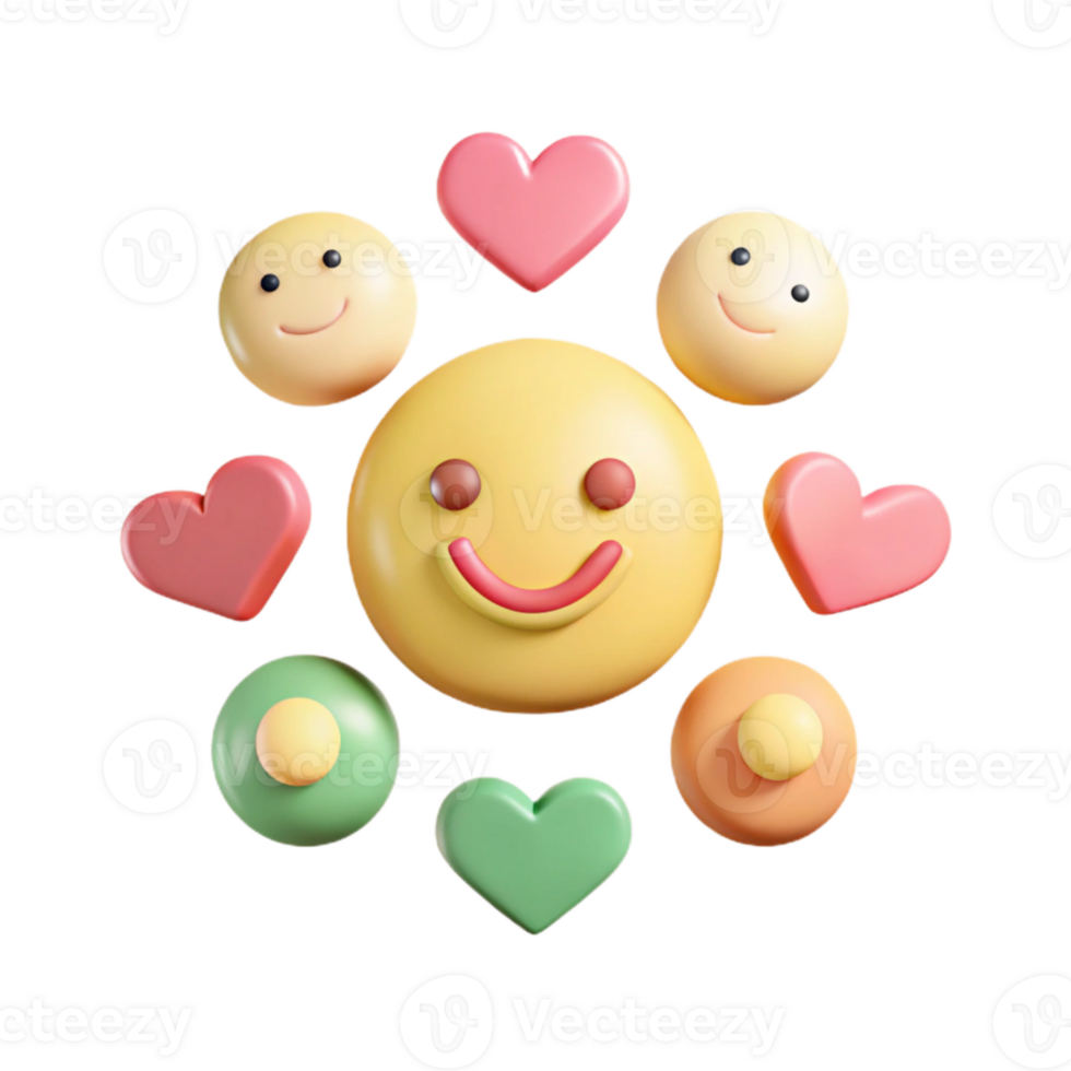 Smiling Emoji with Hearts and Smiley Faces png