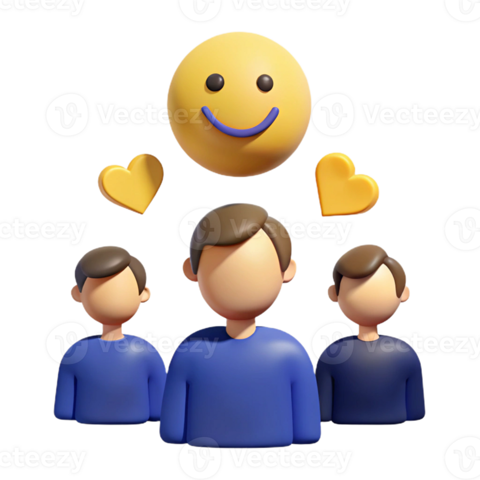 Happy Customers and Positive Feedback 3D Illustration png