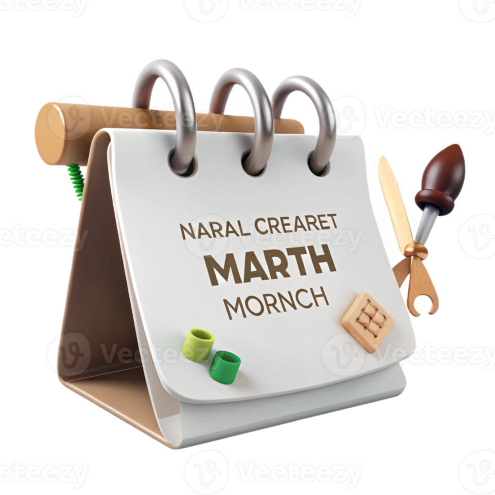 March Calendar with Paintbrush and Decor png