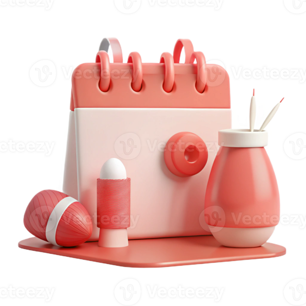 3D Calendar with Decorative Objects png