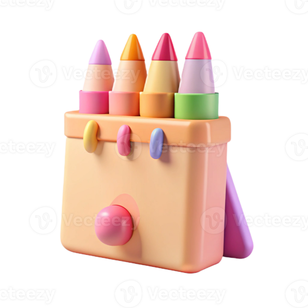 3D Colorful Crayon Set in a Box png