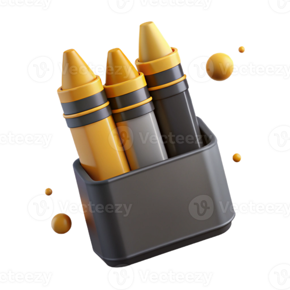 Crayons in a Holder, 3D Rendered png