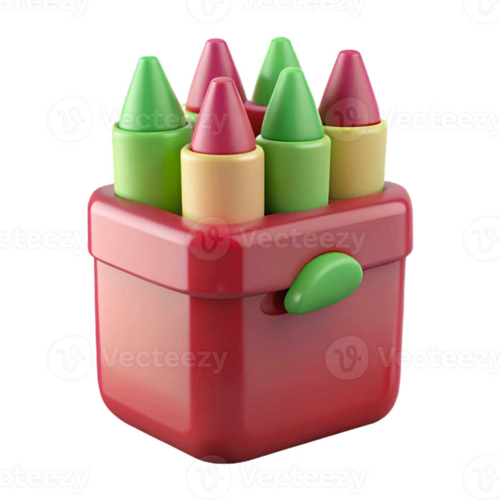 Colorful Crayon Set in a Red Box png
