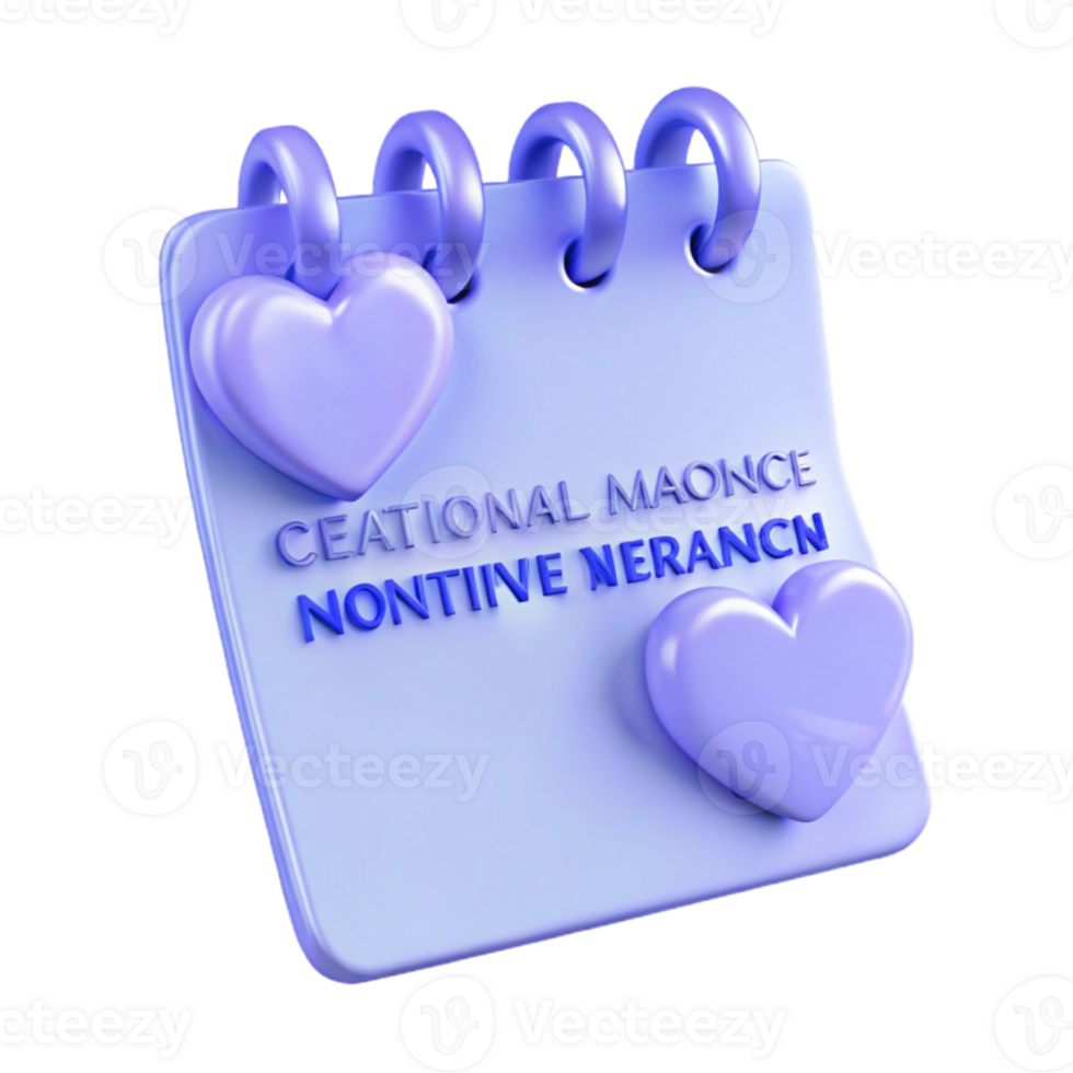 Purple Notepad with Hearts and Random Text png
