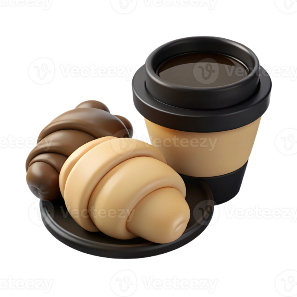 Coffee and Croissants A Delicious Breakfast png