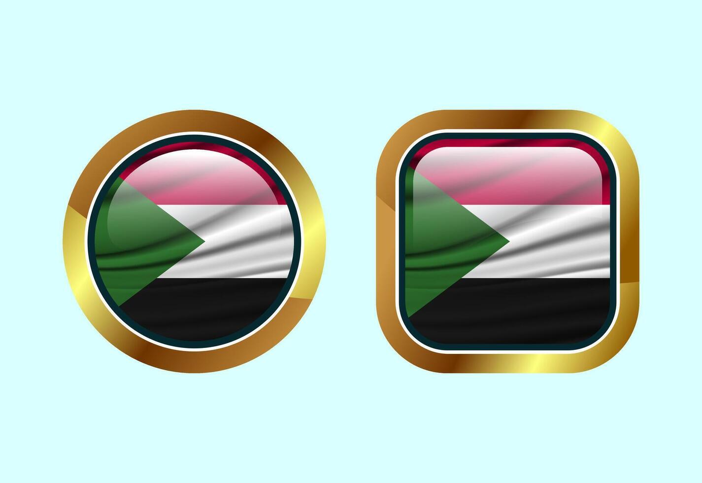 Glossy flag button of Sudan, High quality web button design vector
