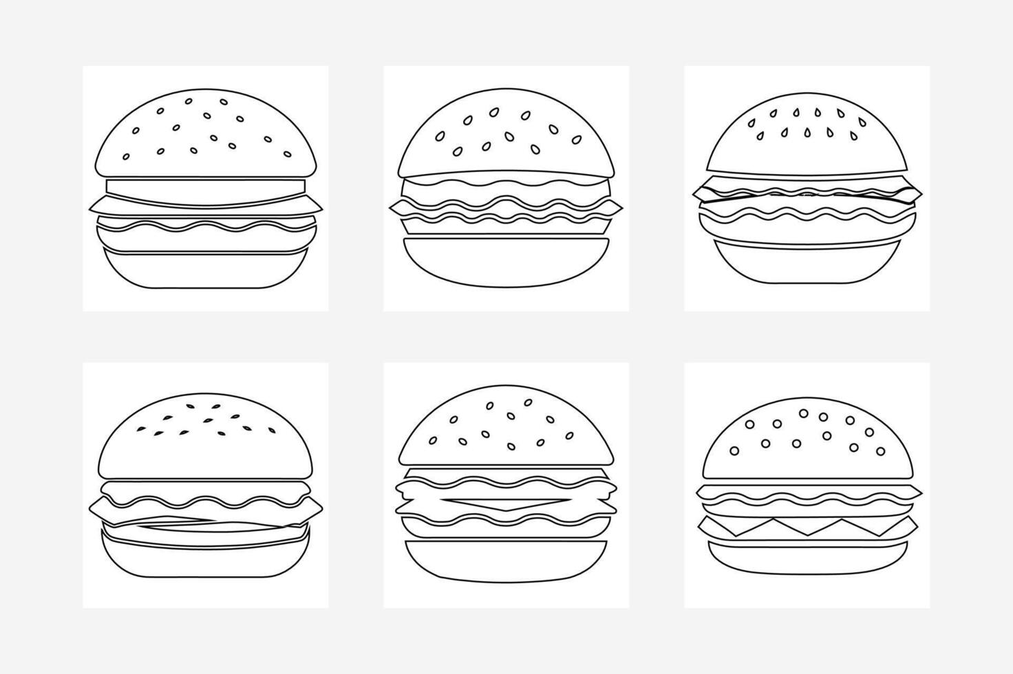 Burger One Line Art on White Background vector